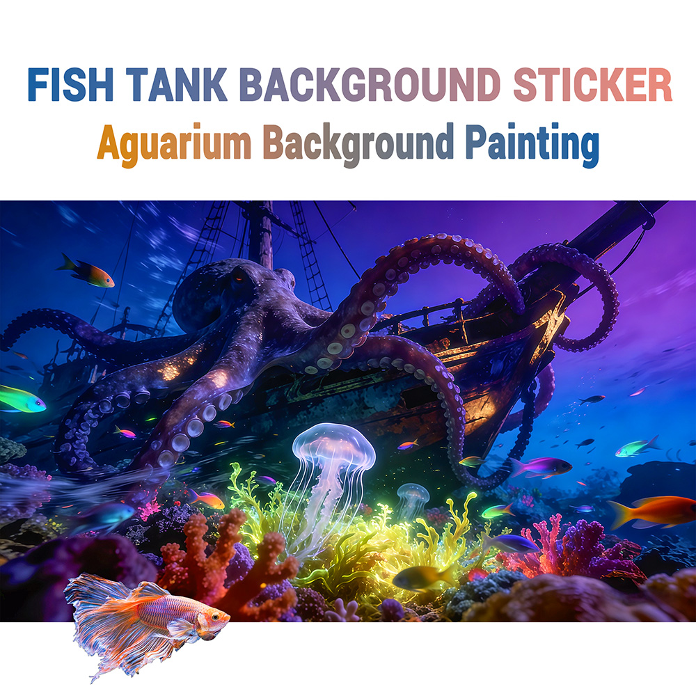 Aquarium Fish Paradise - Adesivo per Sfondo Acquario, Paradiso degli
