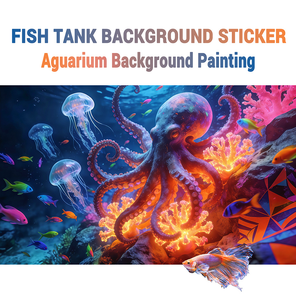 Aquarium Fish Paradise - Adesivo per Sfondo Acquario, Paradiso degli