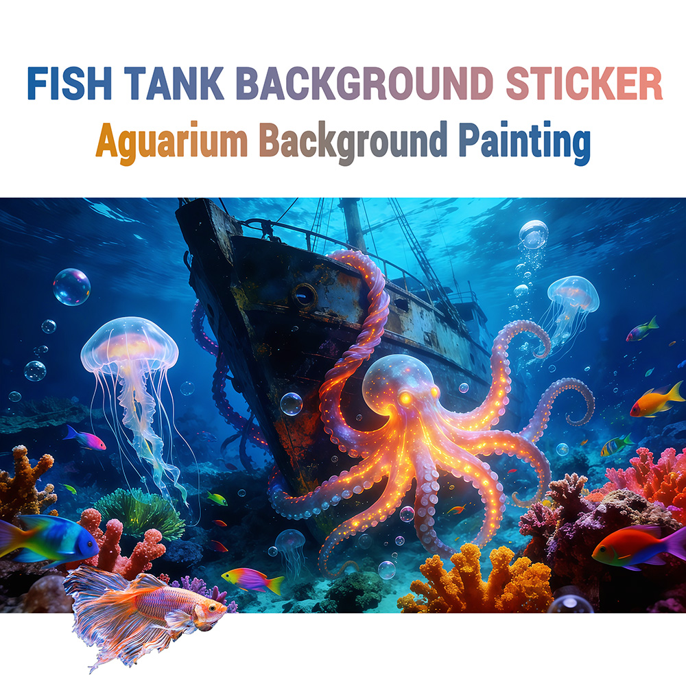 Aquarium Fish Paradise - Adesivo per Sfondo Acquario, Paradiso degli